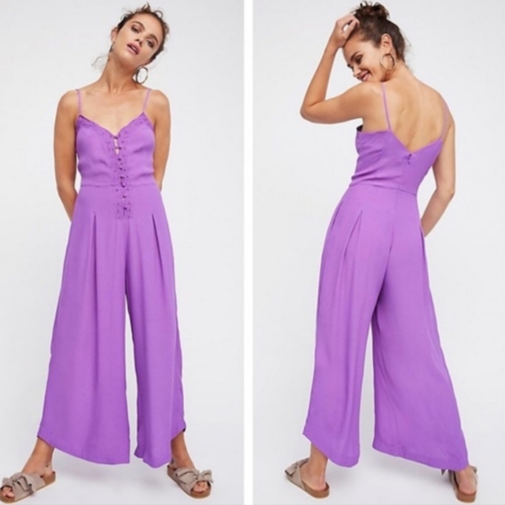 Purple Free People Wide Leg Jumpsuit Size 0